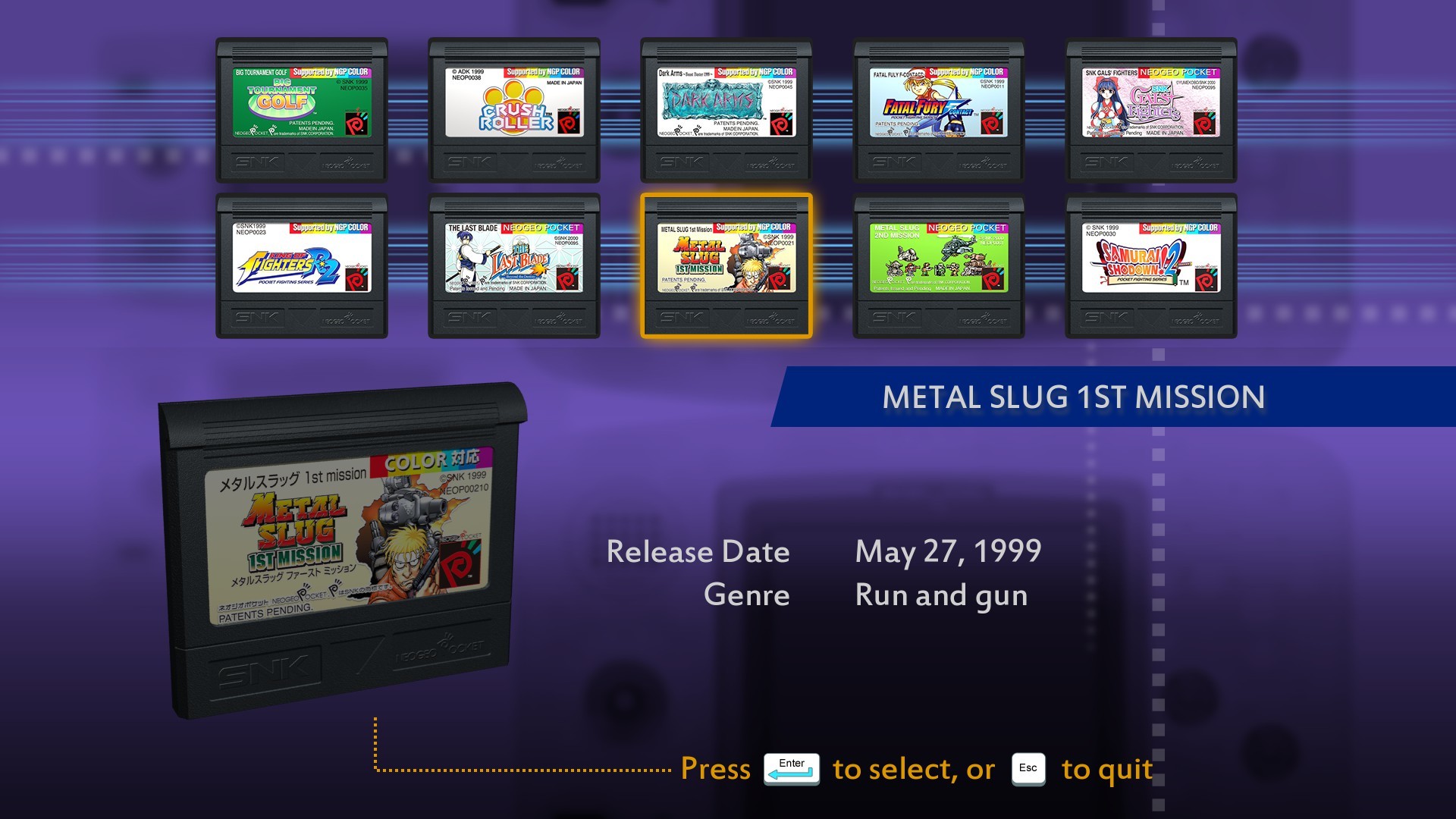 Скриншот: NEOGEO POCKET COLOR SELECTION Vol. 1 Steam Edition