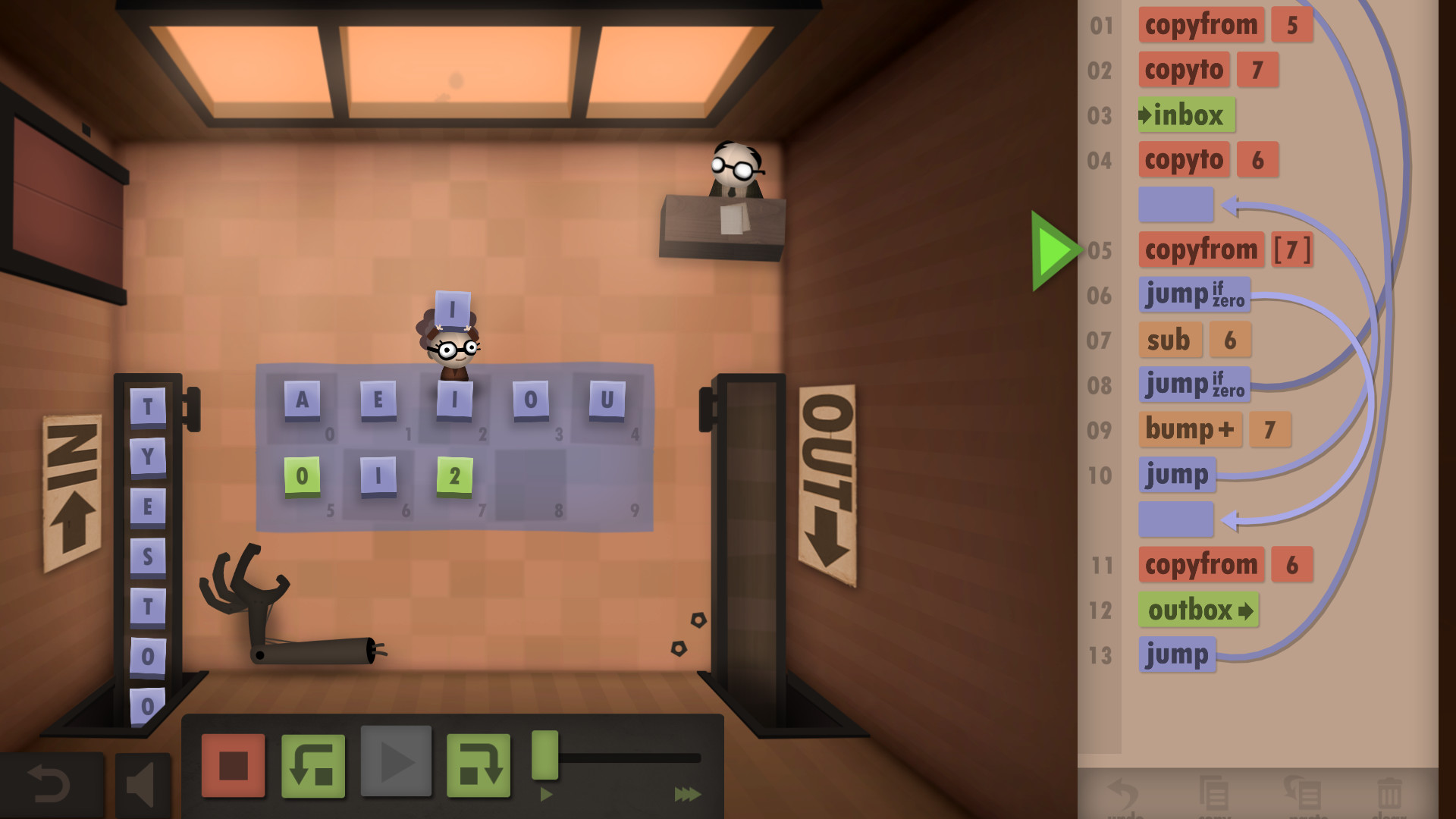 Скриншот: Human Resource Machine