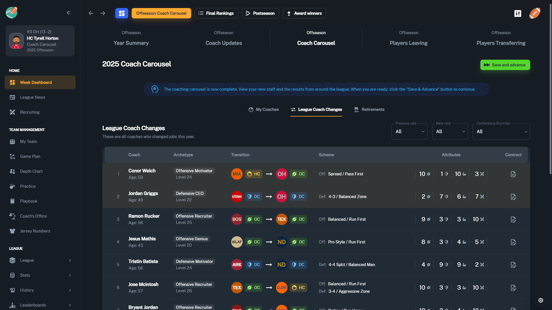 Скриншот: Football Coach: College Dynasty