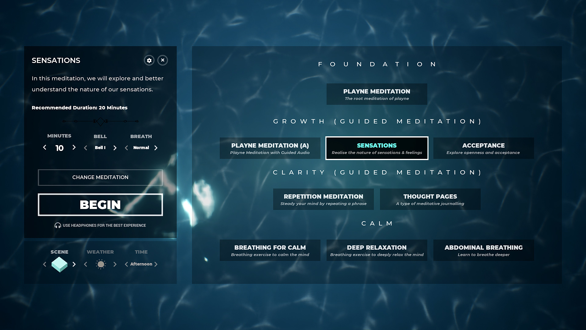 Скриншот: PLAYNE : The Meditation Game