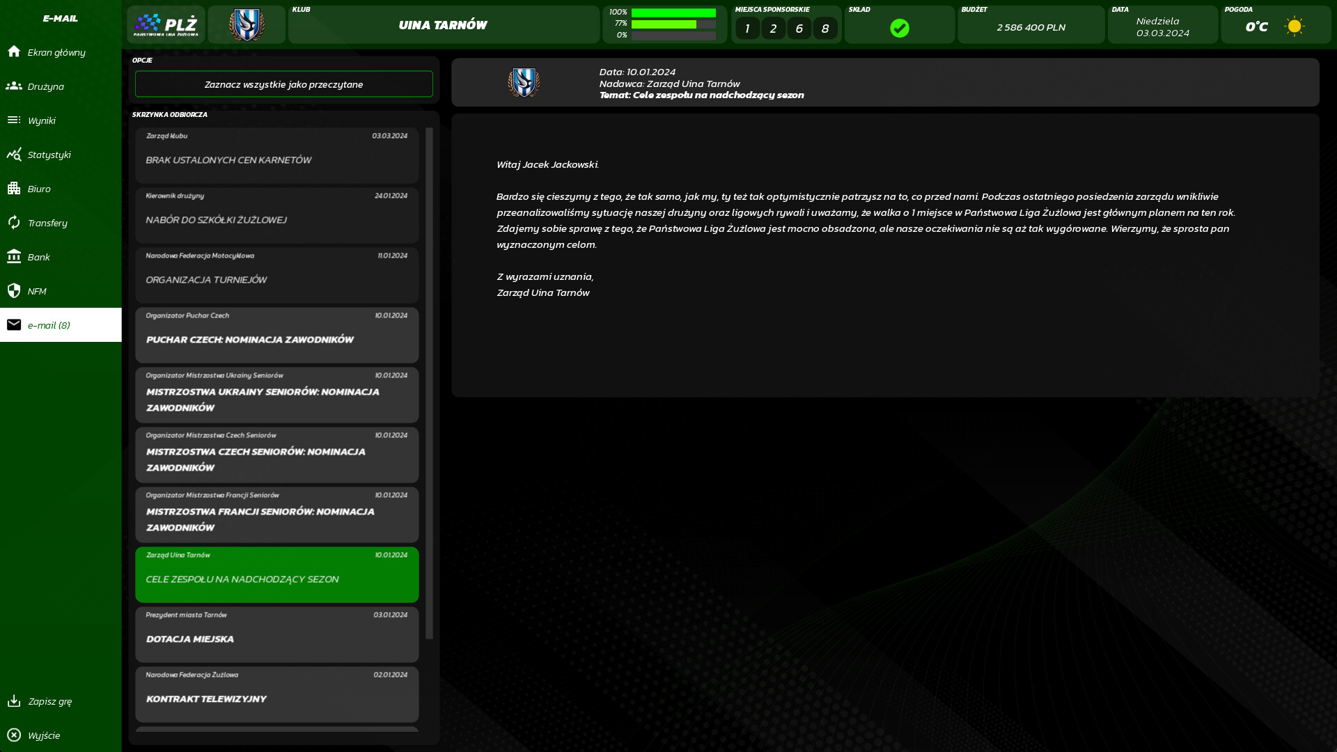 Скриншот: Speedway Club Manager 25