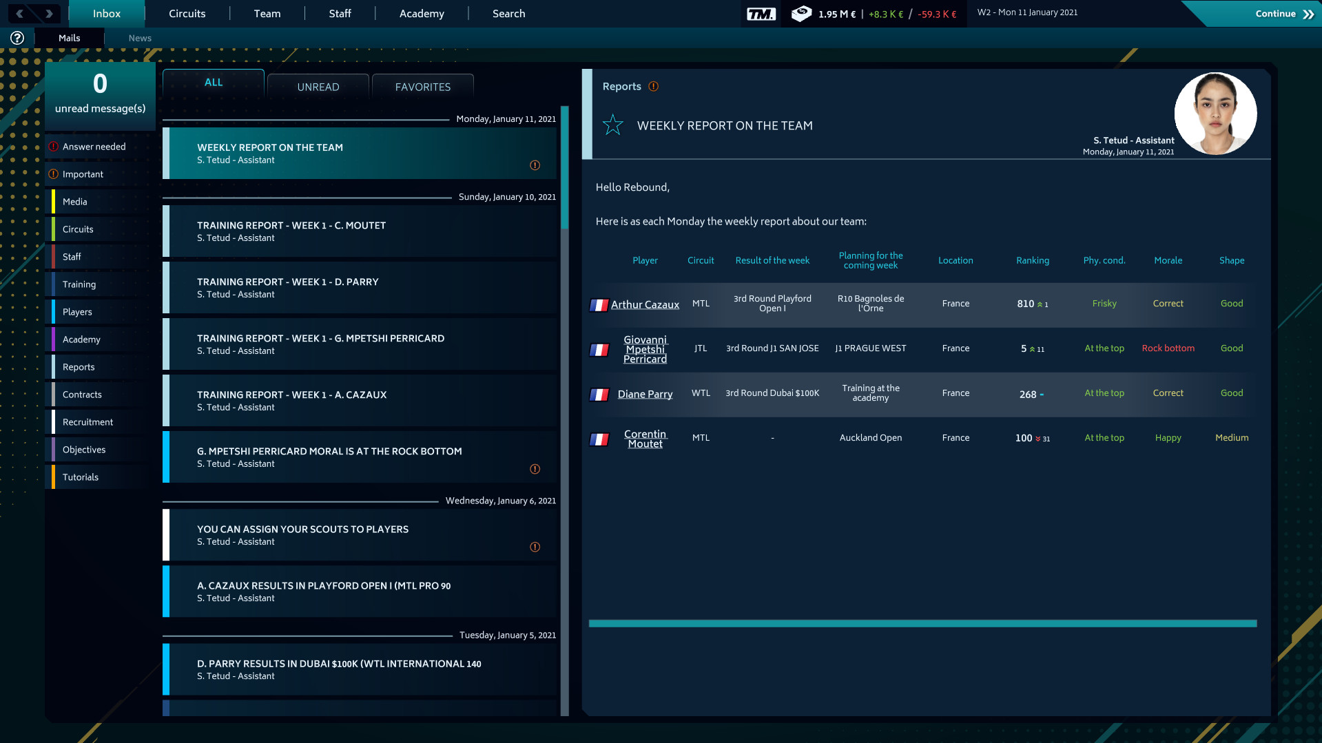 Скриншот: Tennis Manager 2021