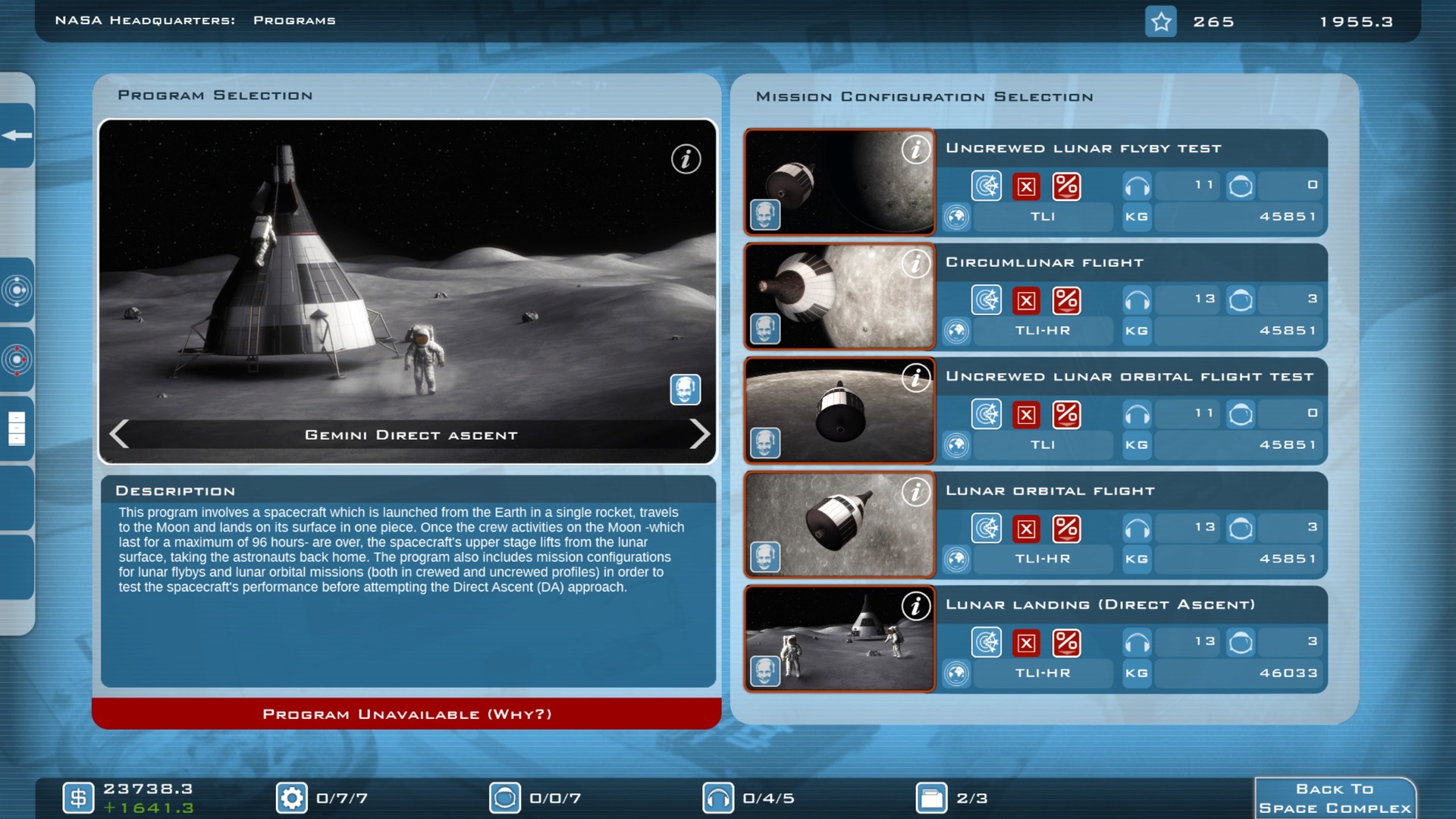 Скриншот: Buzz Aldrin's Space Program Manager