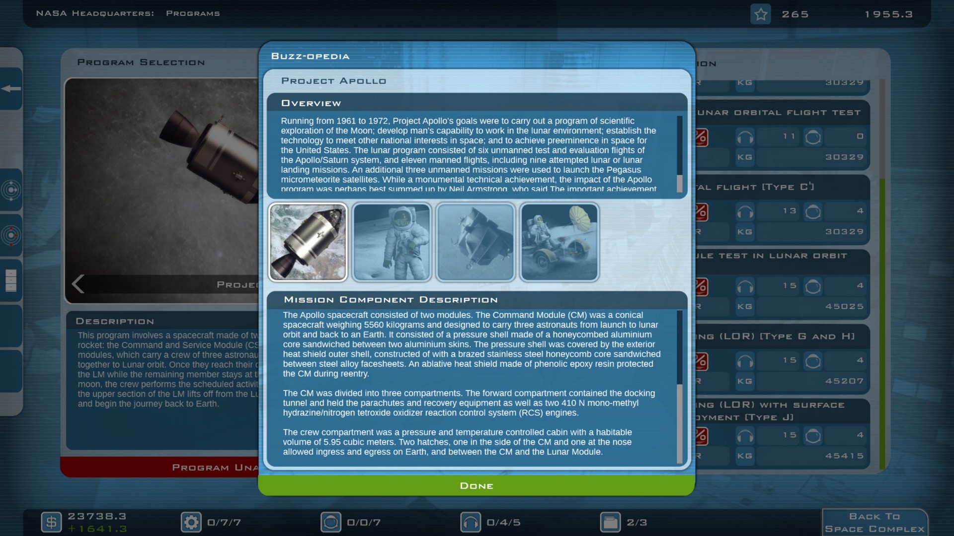 Скриншот: Buzz Aldrin's Space Program Manager