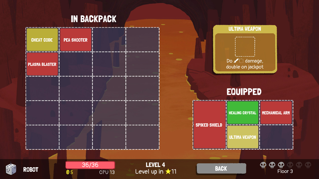 Скриншот: Dicey Dungeons