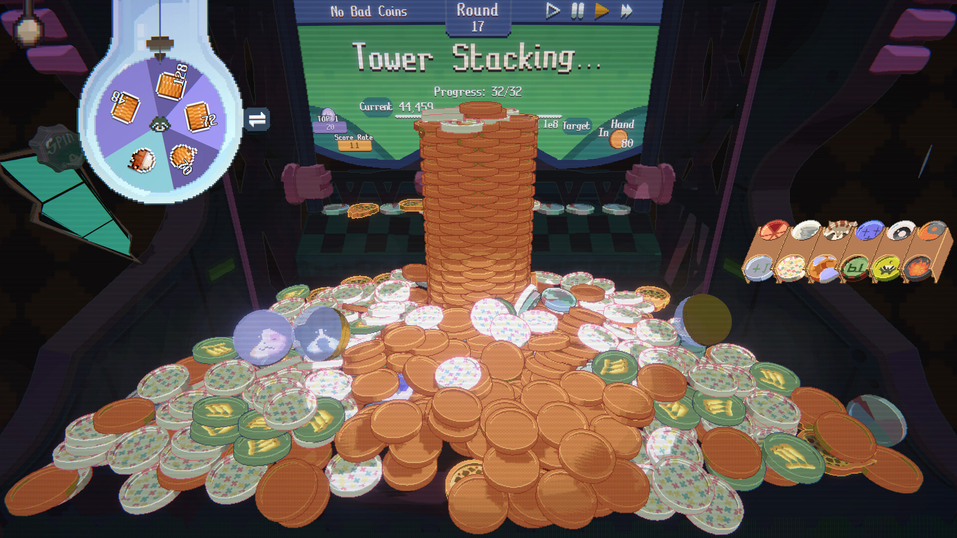 Скриншот: RACCOIN: Coin Pusher Roguelike