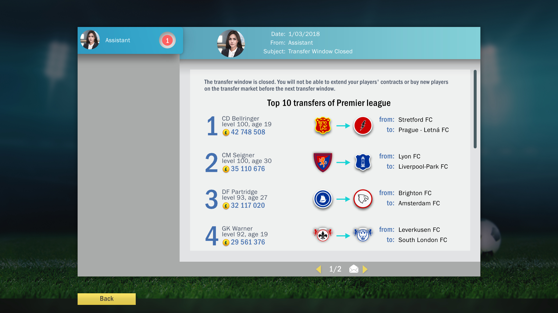 Скриншот: Football, Tactics & Glory