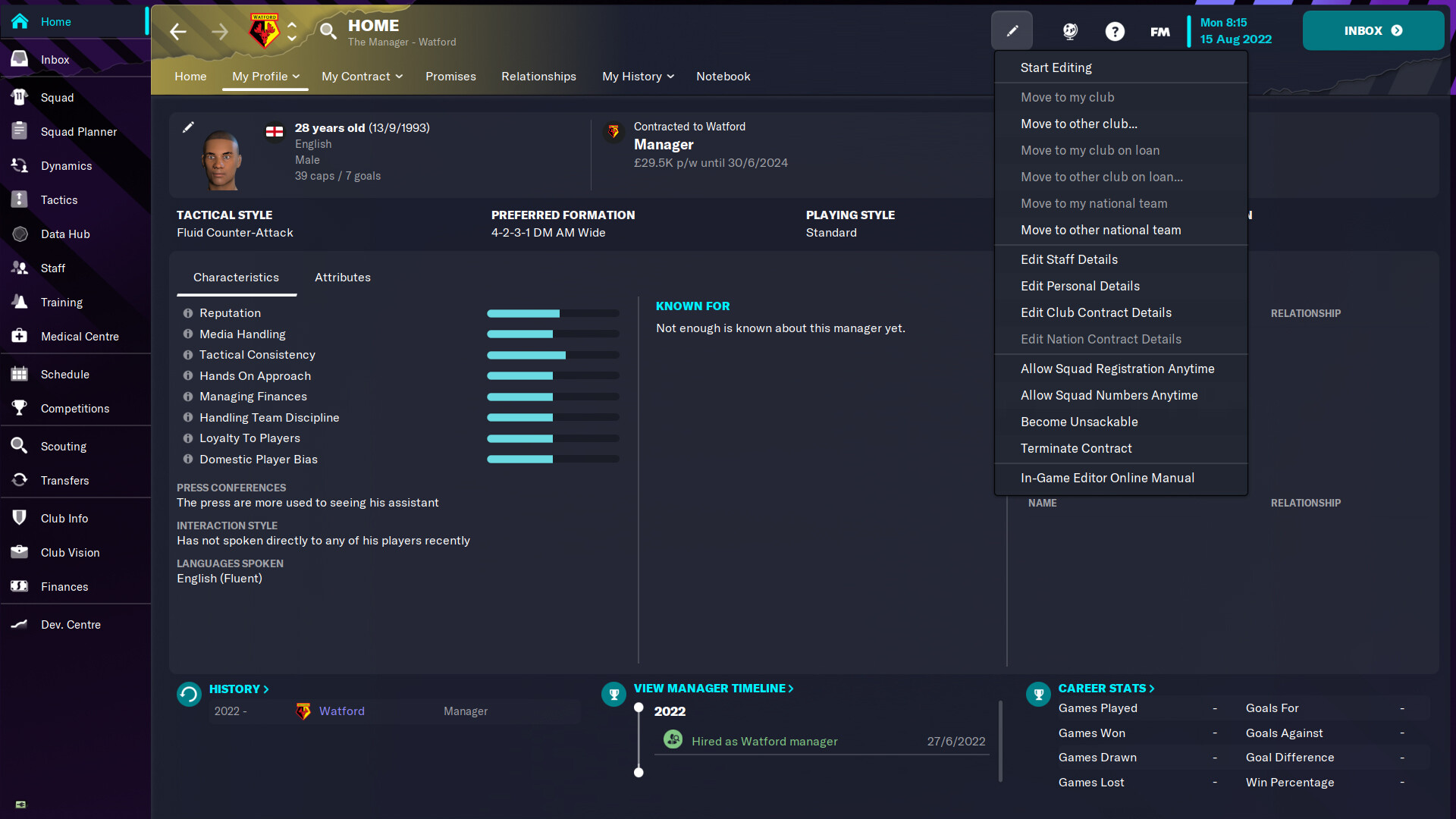 Скриншот: Football Manager 2023 In-game Editor